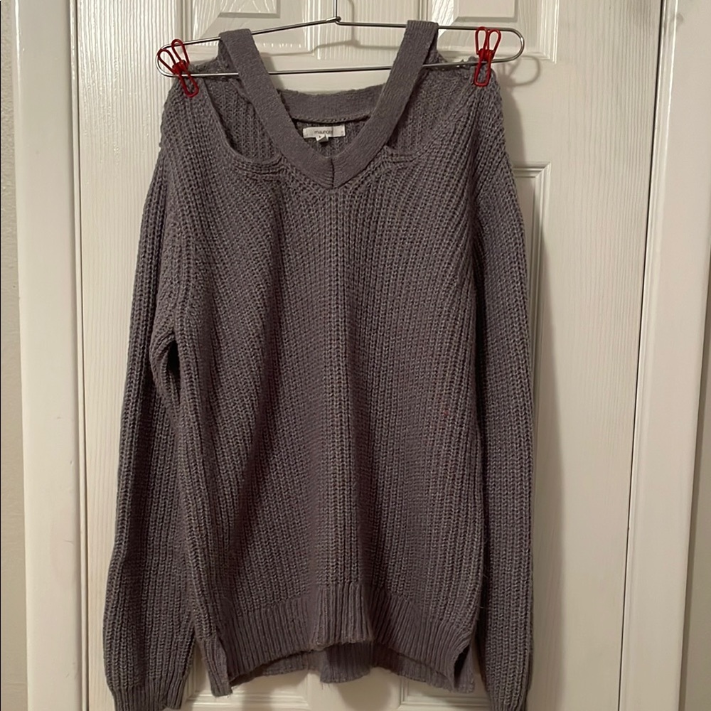 Gray V-Neck Sweater with Classic Style